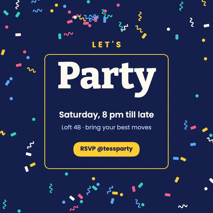 Confetti party post template