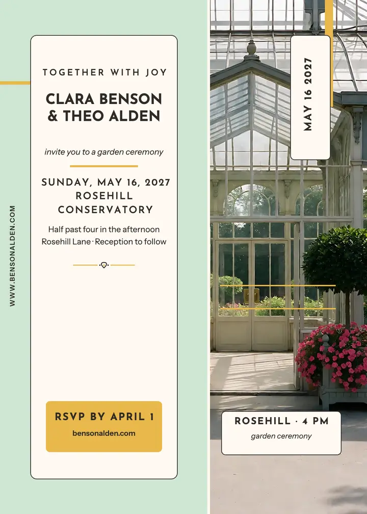 Clara and Theo conservatory invitation template