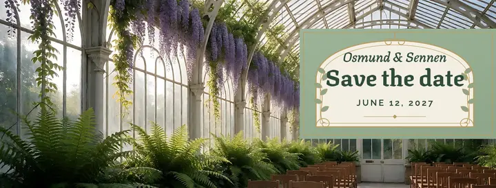 Conservatory wedding save the date cover template