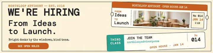 Northloop hiring ticket banner: hiring linkedin banner template