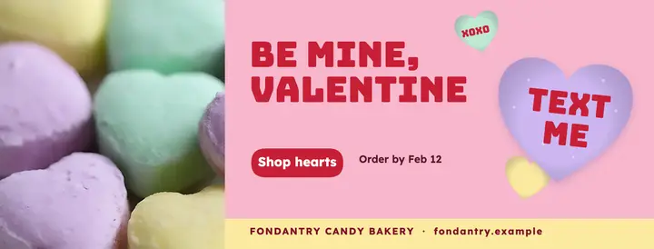 Conversation hearts Valentine Facebook cover template