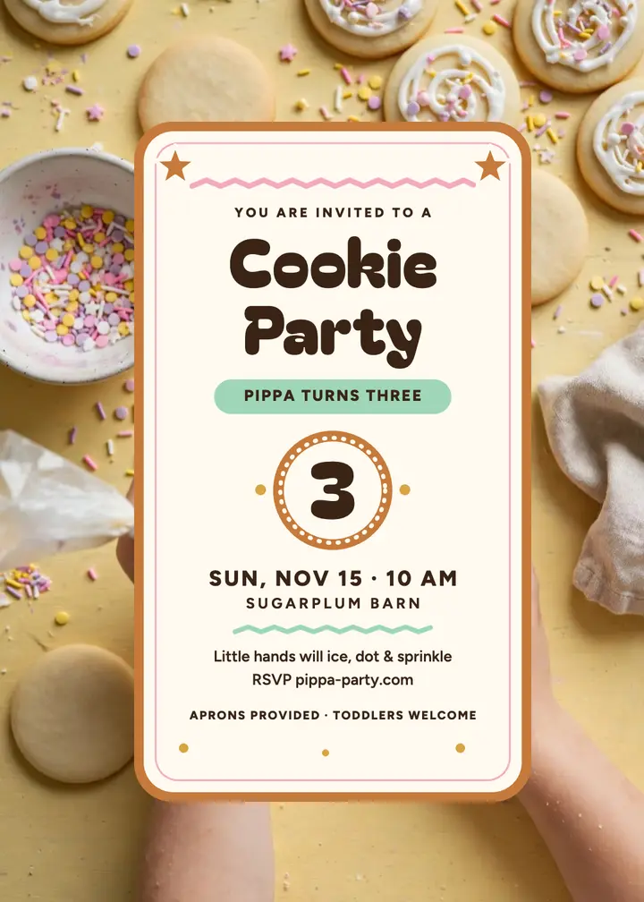 Pippa cookie decorating birthday invitation template