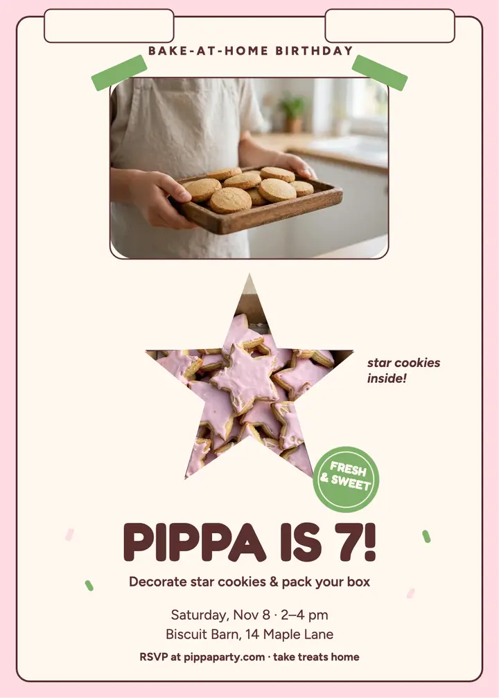 Pippa cookie box birthday invite template