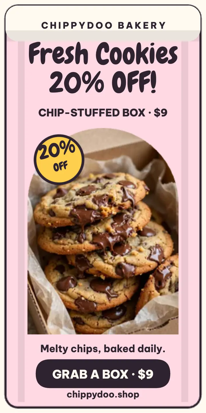 Chippydoo cookie box sale ad: cookie box sale ad template