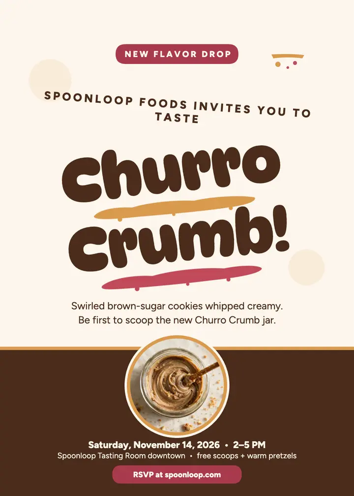 Spoonloop Churro Crumb tasting invite template