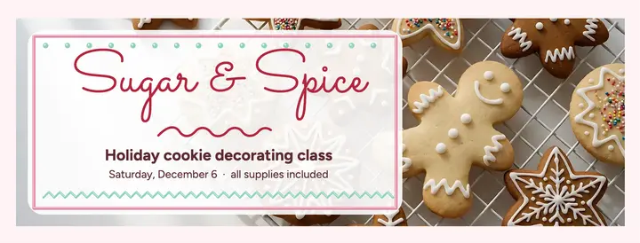 Cindermoss holiday cookie class Facebook cover template