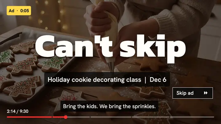 Sprinkle Hall cookie class skip-ad template