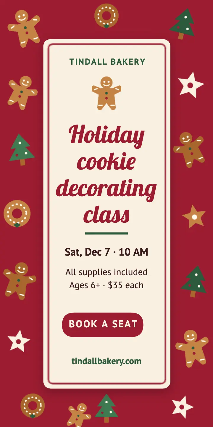 Holiday cookie decorating class ad template