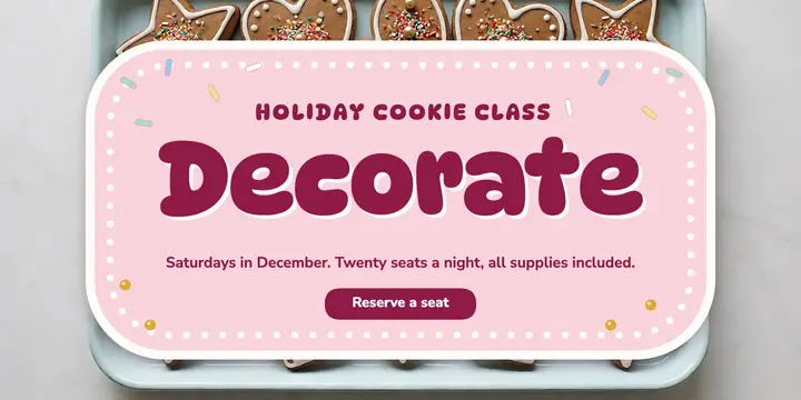 Holiday cookie decorating class X post, royal icing: cookie decorating class post template