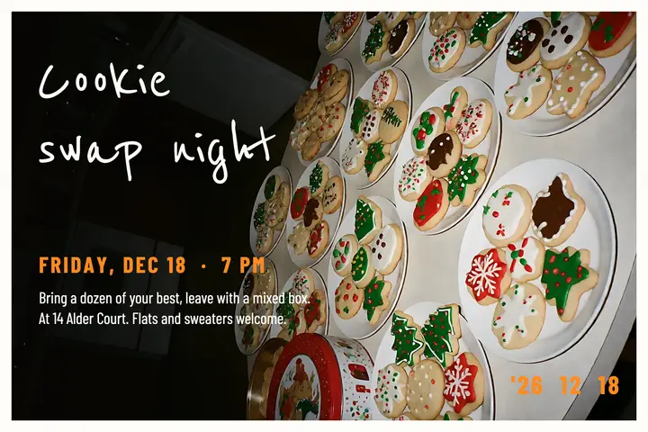 Holiday cookie swap invitation, direct flash postcard template