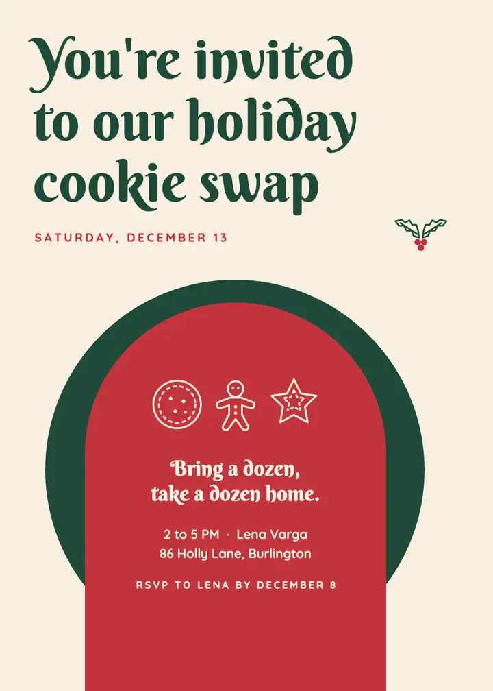 Holiday cookie swap invitation template