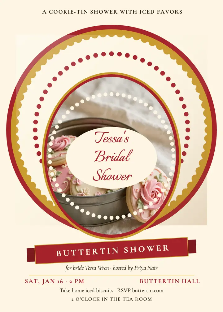 Buttertin cookie-tin bridal shower invitation: bridal shower invitation template