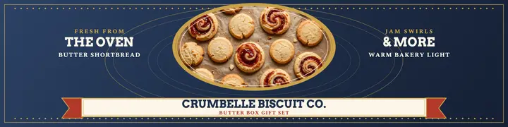 Crumbelle biscuit tin banner template