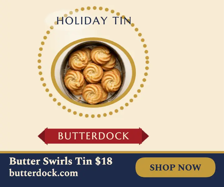 Butterdock holiday cookie tin ad template