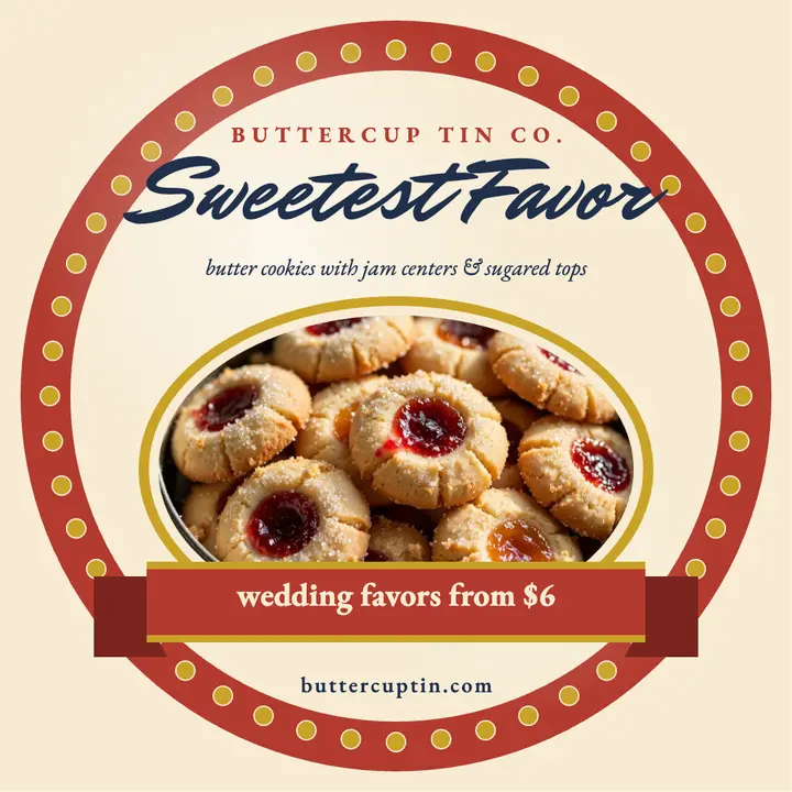 Buttercup cookie tin wedding favor post template