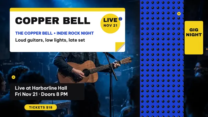 Copper Bell gig night thumbnail template