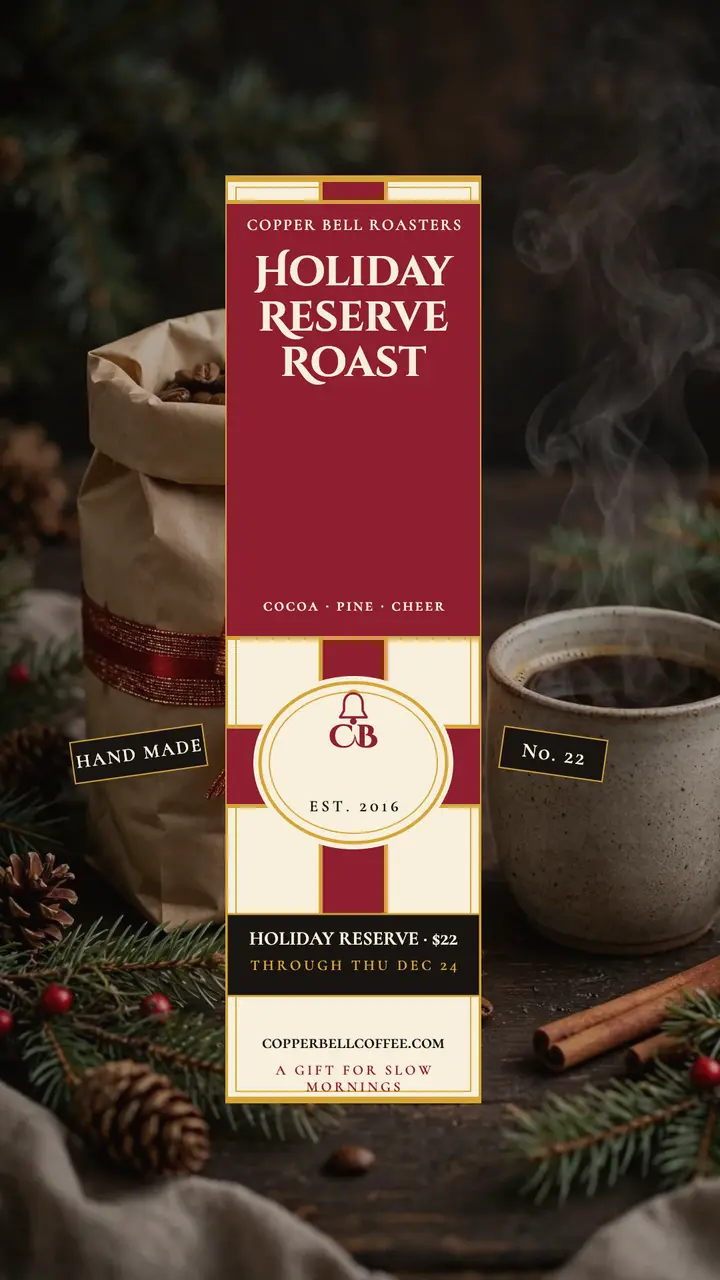 Copper Bell holiday coffee gift card template