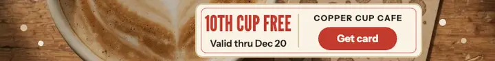 Copper Cup Cafe loyalty leaderboard ad template