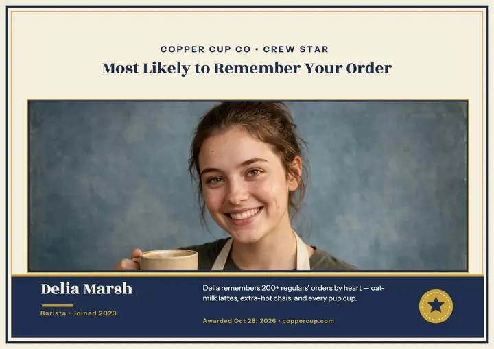Copper Cup crew star certificate template