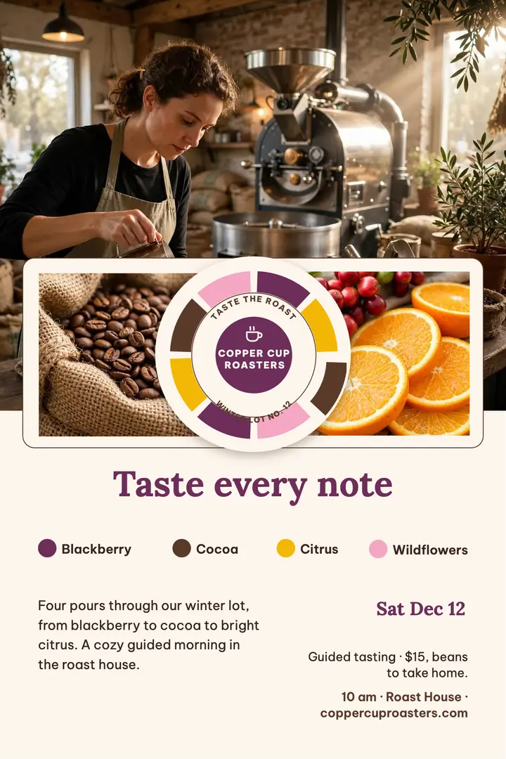 Copper Cup winter tasting flavor wheel poster template