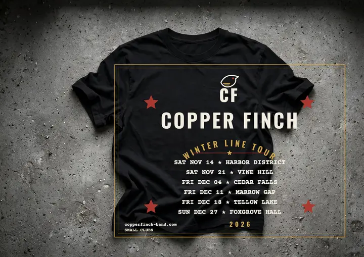 Copper Finch winter tour tee poster template