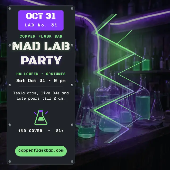 Copper Flask Mad Lab Halloween party template