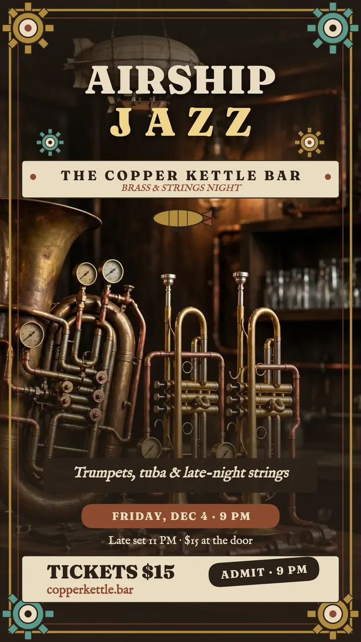 Copper Kettle airship jazz night story template