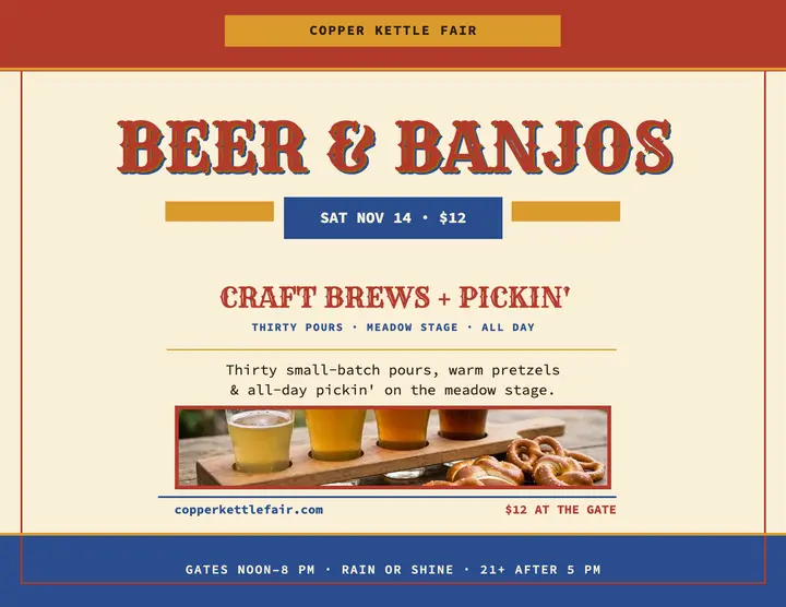 Copper Kettle beer and banjos fair flyer template