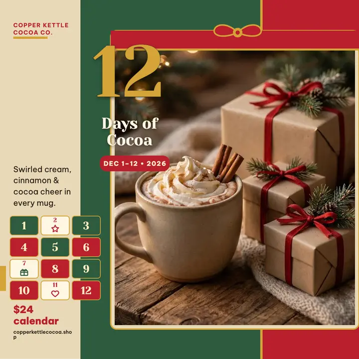 Copper Kettle cocoa countdown post template