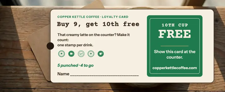 Copper Kettle loyalty punch voucher template