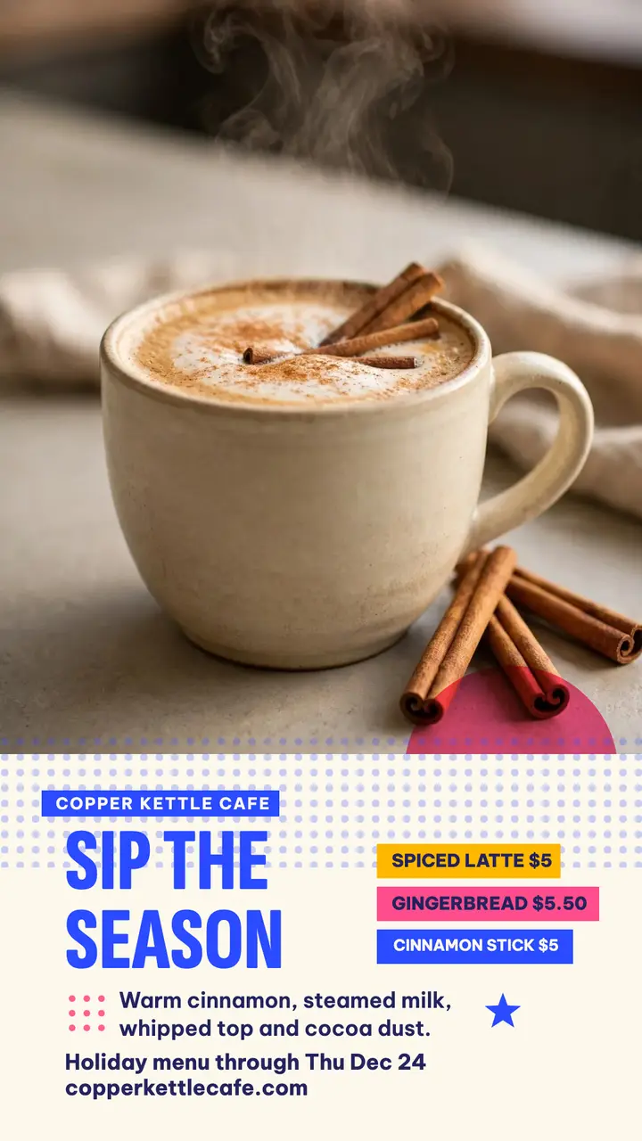 Copper Kettle holiday drink menu story template