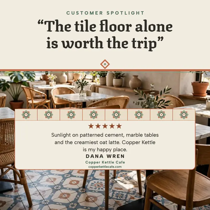 Copper Kettle tile cafe review template