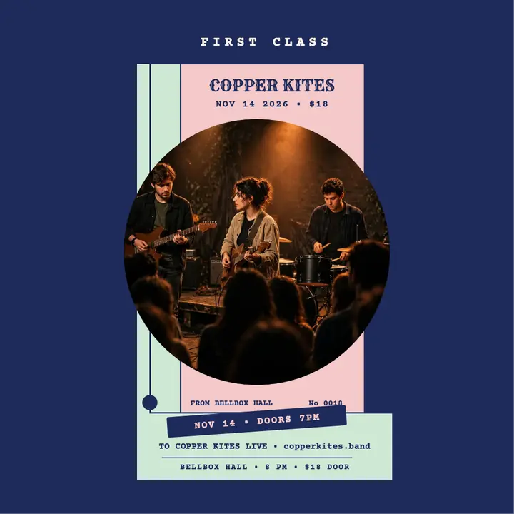 Copper Kites gig ticket post: gig ticket post template