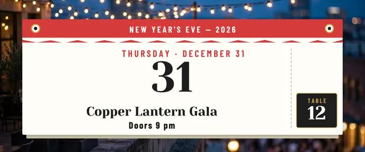 Copper Lantern New Year gala ticket template