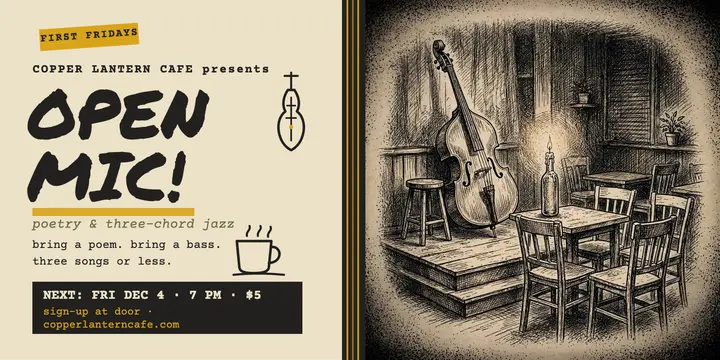 Copper Lantern open mic beat post: open mic night post template