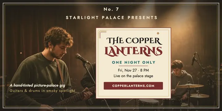 Copper Lanterns lobby card, picture palace template
