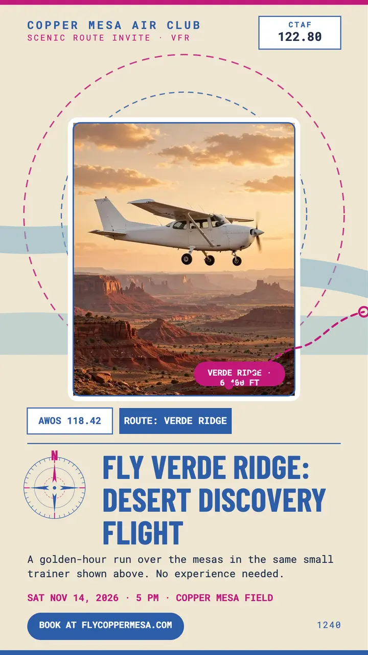 Copper Mesa desert discovery flight story template