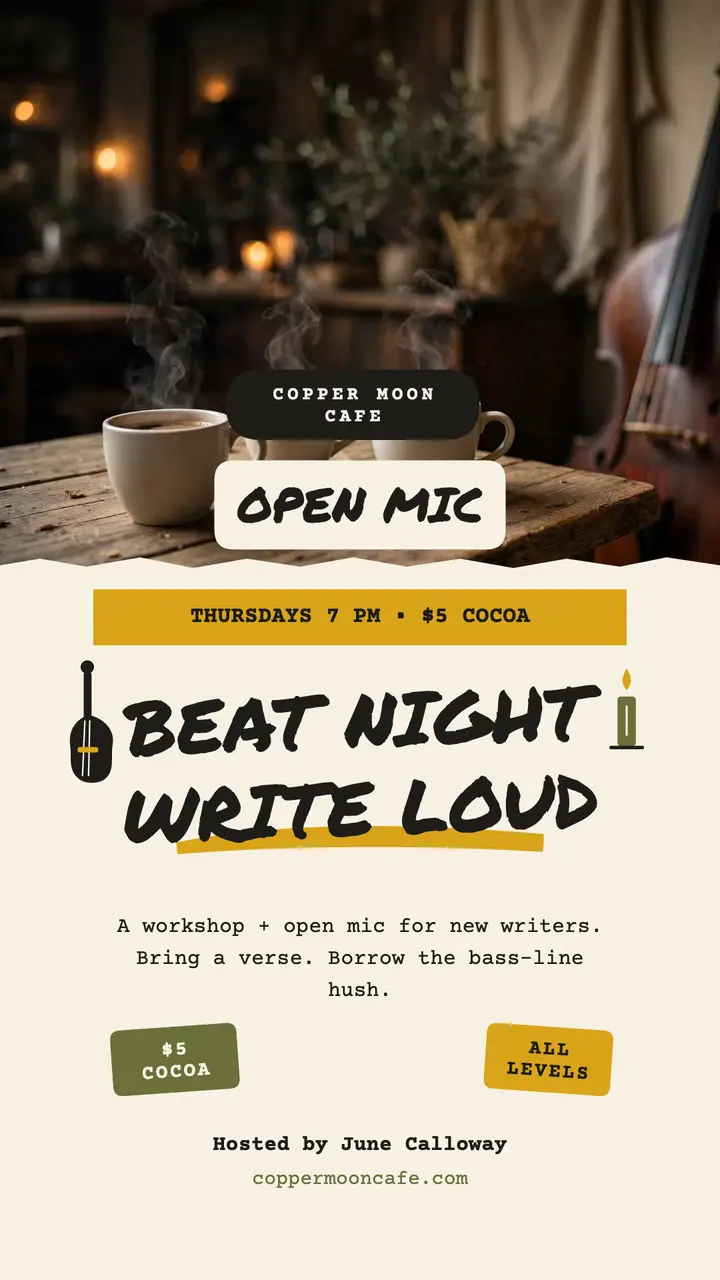 Copper Moon beat poetry night story template
