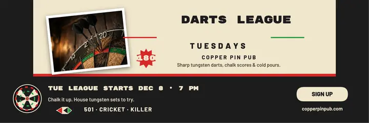Copper Pin Pub darts league header template