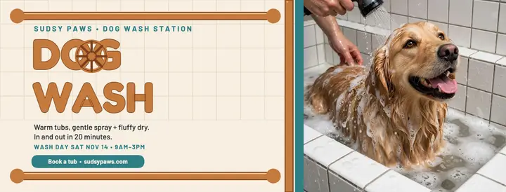 Sudsy Paws dog wash copper cover template