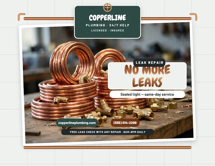 Copperline leak repair flyer: plumber leak repair flyer template