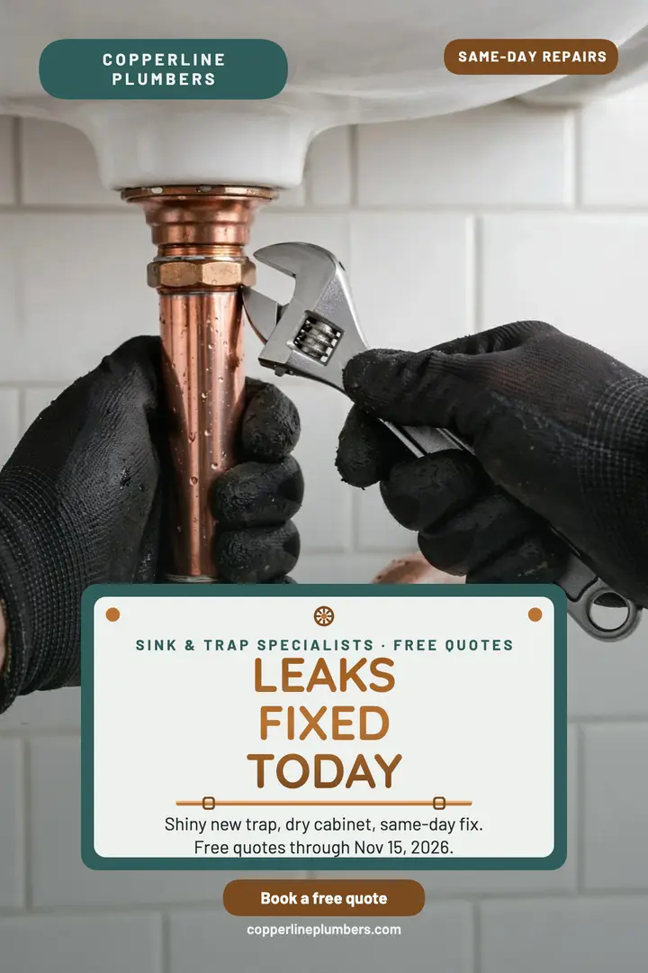 Copperline plumbers leaks fixed poster template