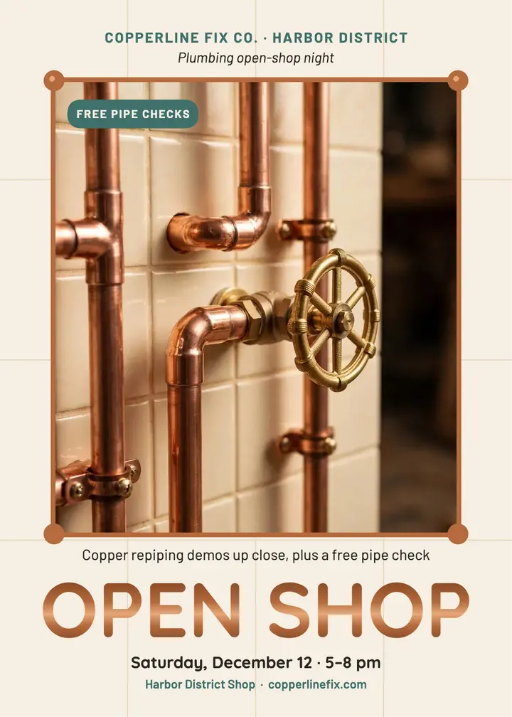 Copperline open-shop night invitation template