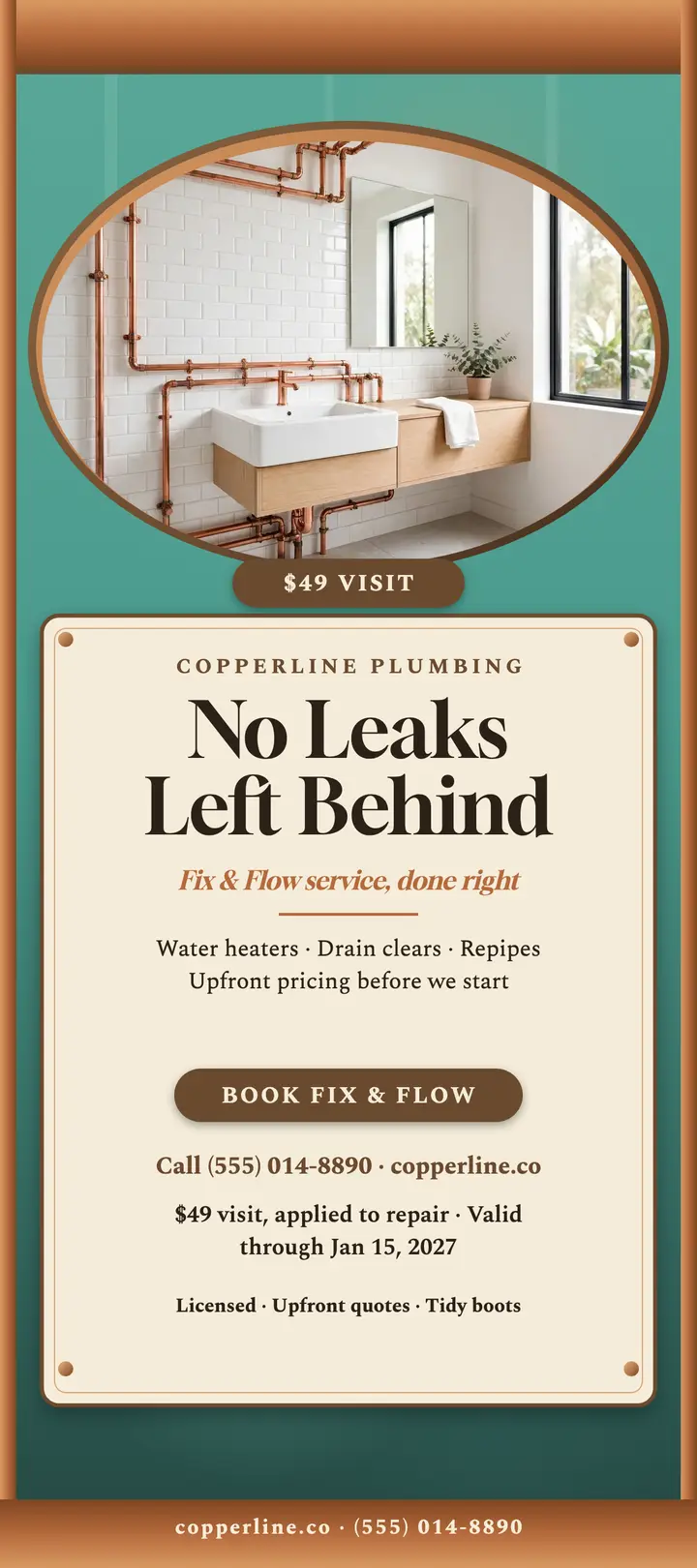 Copperline plumber rack card template
