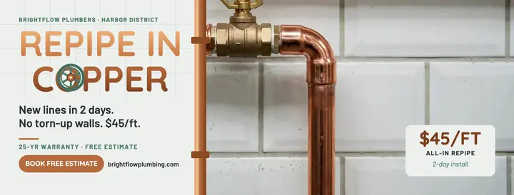 Copper repipe promo cover, Brightflow template