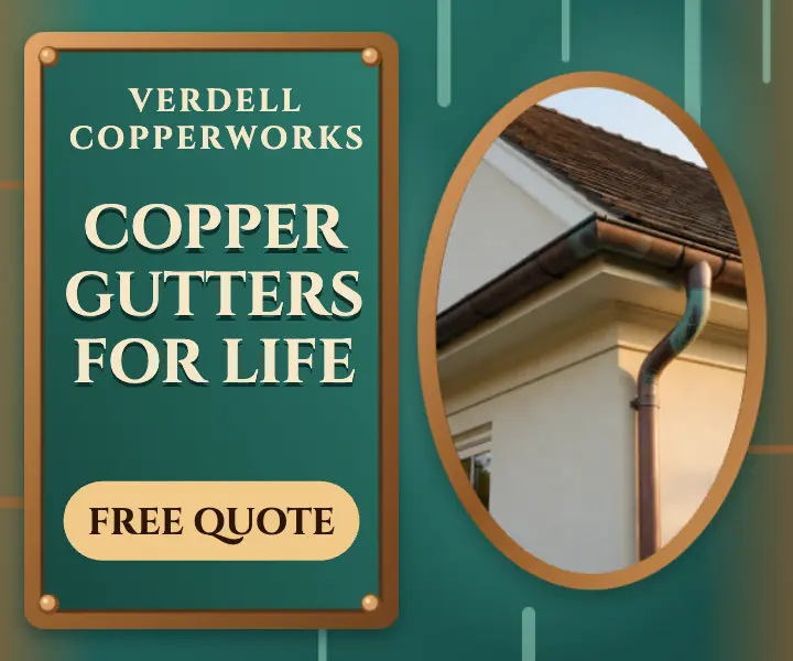 Copper gutters verdigris patina ad template