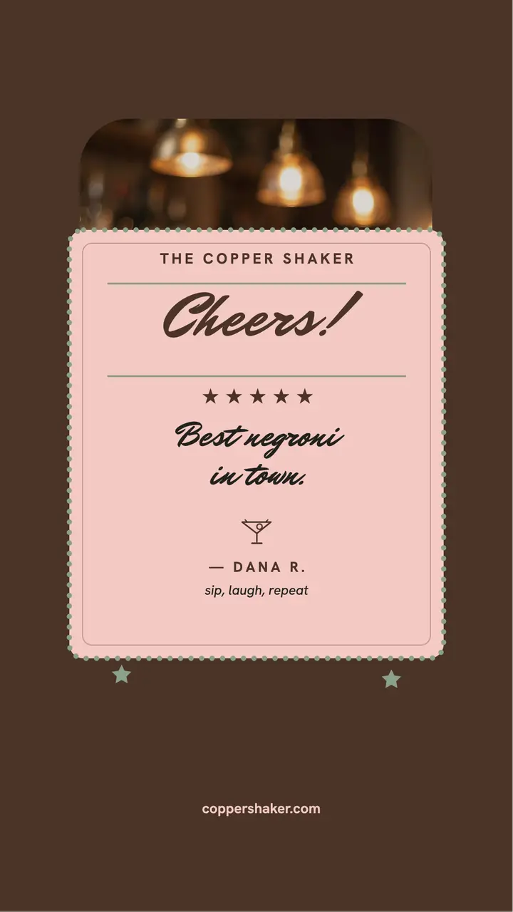 Copper Shaker cocktail review story: bar review story template