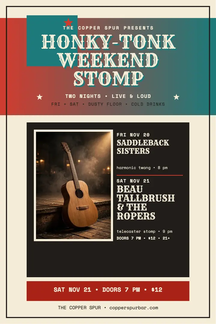 Copper Spur honky-tonk weekend poster template