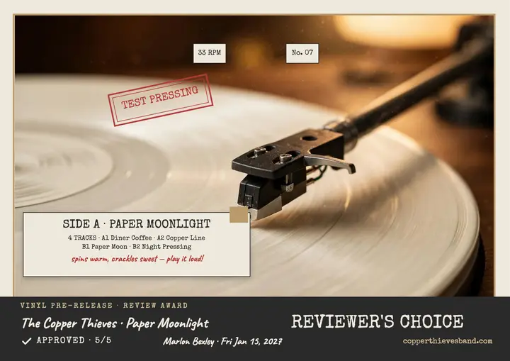 Copper Thieves vinyl review certificate: review award certificate template