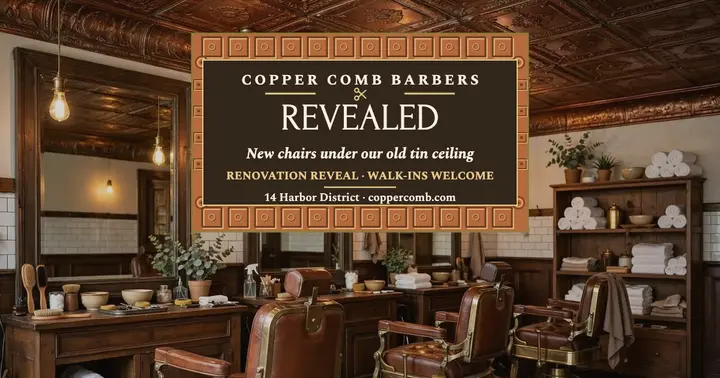 Copper Comb Barbers renovation reveal post template